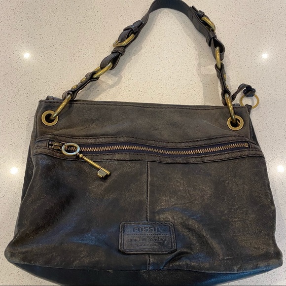 Fossil Handbags - Vintage Leather Charcoal Fossil Bag